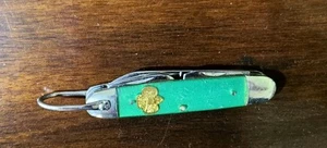 Vintage Pocket Knife 1962 Girl Scout 4 blade Kutmaster UTA14GR Green Acetate - Picture 1 of 14
