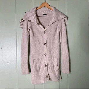 THEORY 100% Cashmere Taupe Button Down Long Cardigan Turtleneck Sweater Size S - Picture 1 of 8