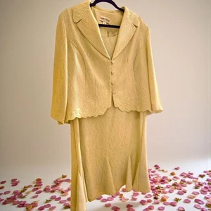Danny & Nicole Womens Two-Piece Light Green Textured Dress & Jacket Set Size 18 - Picture 1 of 12