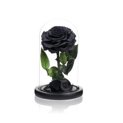 Handmade Preserved Roses in Glass Dome, Black Roses Roses, Preserved Flowers ... - Image 1 of 4