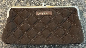 Portafoglio Organizer Vera Bradley Doppio Bacio Chiusura Marrone Scuro Trapuntato Nuovo senza etichette - Foto 1 di 12