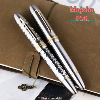 New Majohn P141 Titanium Alloy Fountain Pen Piston #8 40mm Nib ink pen W/BOX - Image 1 of 4