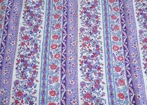 Purple Aqua & Red Flowers Vintage Feed Sack Flour Sack Cotton Fabric - Picture 1 of 4