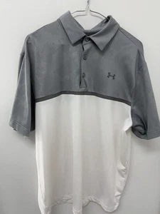 Under Armour Polo ColdBlack Heatgear Grigio Stampa Geometrica Golf Lavoro Uomo L - Foto 1 di 7