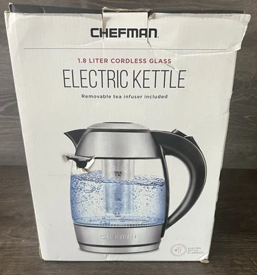Chefman 1.8 L Hervidor Eléctrico de Vidrio Inalámbrico Extraíble Infusor de Té Incluido Foto 1 de 4