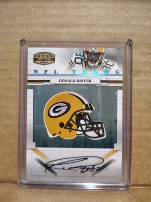 2010 Panini Gridiron Gear Donald Driver Packers capacete patch autografado #18/25 JC - Imagem 1 de 4