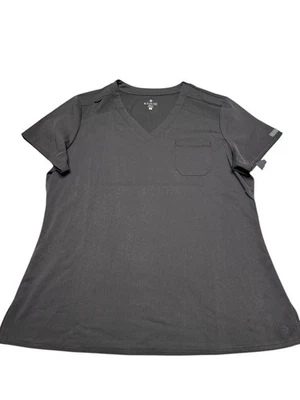 Med Couture 磨砂女式大号灰色触感 V 领磨砂上衣 7448 刺绣 — 第 1/4 张图片