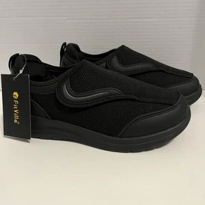 FitVille Easy Top Wings V9 Women’s Shoes US Size 8.5 EW ~ Jet Black - Picture 1 of 8