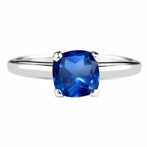 Anello Tanzanite Blu 100% Naturale Forma Cuscino 1,45 Carati in Argento Sterling 925 - Foto 1 di 1