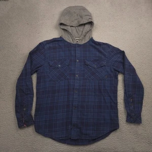 Quiksilver Flanellhemd mit Kapuze Herren XL blau kariert Knopfleiste Langarm - Bild 1 von 12