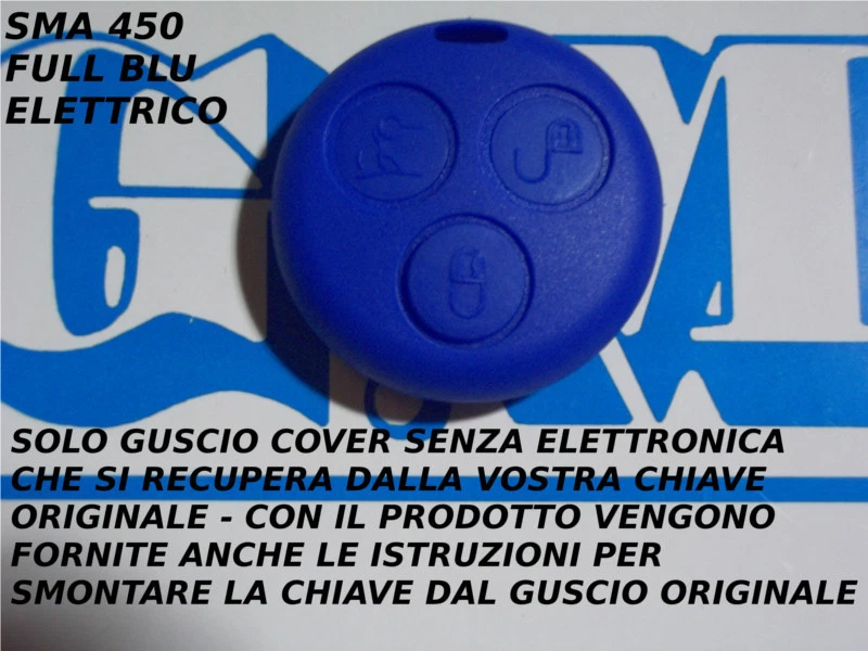 GUSCIO E TASTI BLU ELETTRICO PER TELECOMANDO SMART FORTWO 450 USA TUA CHIAVE - Immagine 1 di 1