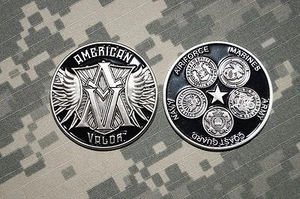 NUOVA moneta sfida US America Valor Coin-USA-USN-USAF-USM-USCG--SFONDO NERO - Foto 1 di 1