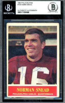 Norm Snead Beckett BAS Signed 1964 Philadelphia Gum Autograph - Image 1 of 2