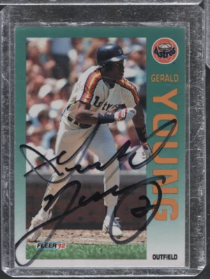 Gerald Young Astros Autographed 1992 Fleer #446 w/COA 011824NPCD183 - Image 1 of 2