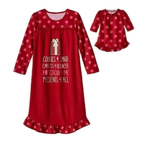 Cookies 4 Santa Nightgown w/ Matching Doll Gown (Size 5/6)  Red Holiday NEW - Picture 1 of 1