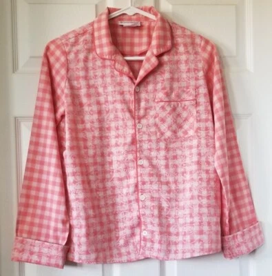 AMERICAN GIRL Tenney Grant персиковый имбирь клетку и цветочный пижамы верхний размер L 14/16 - Изображение 1 из 4