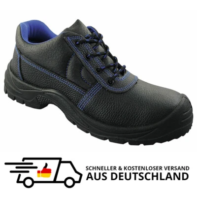 Leder Sicherheitsschuhe Arbeitschuhe Halbschuhe Stahlkappe S3 SRA schwarz - Bild 1 von 4