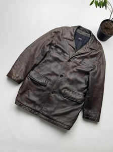 Hugo Boss Vintage Leather Coat Men’s Size L - Picture 1 of 24