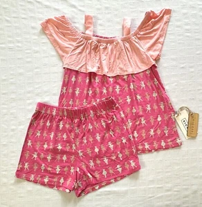KicKee Pants Calypso Ballerina Off Shoulder Outfit Tank Shorts Set L 10 12 NEW - Picture 1 of 7