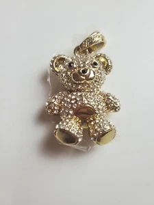 Ciondolo orsacchiotto colore oro bigiotteria bianco strass pesante - Foto 1 di 4