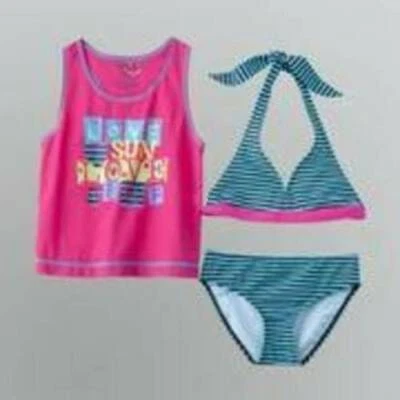 Traje de baño para niñas 4/5 Joe Boxer 3 piezas rosa azul protector contra erupciones bikini traje de baño Foto 1 de 4