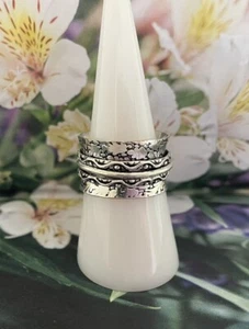 Anillo Giratorio Meditación Ansiedad Tamaño 7.5 - Chapado en Plata de Ley 925-Nuevo - Imagen 1 de 3