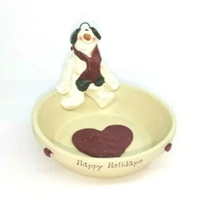VTG Pfaltzgraff Snowman Sitting on Edge Candy Dish Christmas Holiday - Picture 1 of 12