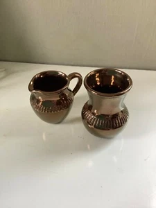 CREIGIAU Pottery Real Miniatures copper lustre miniature jug and vase - Picture 1 of 2