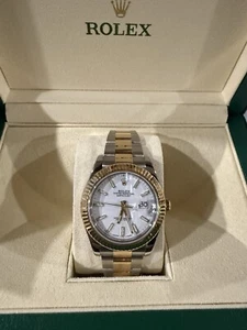 Rolex Datejust II 18K Yellow Gold Steel Cream Dial Automatic Men Watch 116333 - Picture 1 of 7