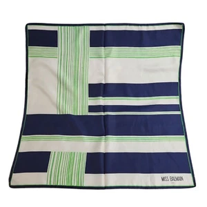 Miss Balmain Blue, White & Green Silk Scarf Square UK Women's 30" x 30" K553 - Picture 1 of 2