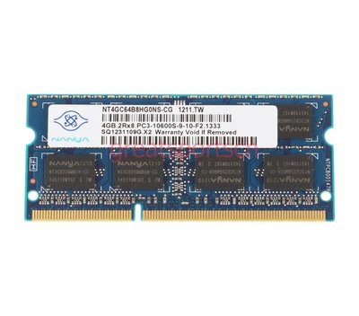 Nanya 4 GB 2RX8 DDR3 PC3-10600 DDR3-1333Mhz 204pin Sodimm Laptop Low Density RAM - Image 1 of 4