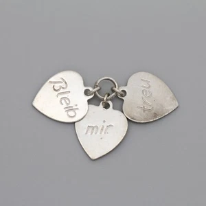 Charm Anhänger - 835er Silber - kleine Herzen "Bleib mir treu" - Vintage - Bild 1 von 3
