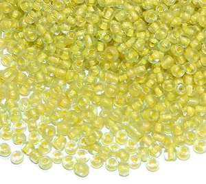 SBL1533 Yellow Luminous Inside Color 6/0 4mm Rondelle Glass Seed Beads 4oz - Picture 1 of 3