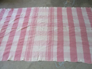 Vintage rosa Wolle kariert gestreift Camp Decke selten doppelte Länge 58x140" - Bild 1 von 6