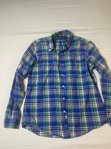 Ralph Lauren L/S Button Down Shirt Mens Large Green Blue Plaid - Picture 1 of 6