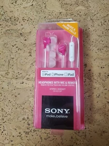 Écouteurs Sony DR-EX12iP avec micro, basses profondes, rose vif scellé - Photo 1/10