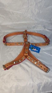 Real Mexican Leather Brown Dog Studded Harness For Large Breeds Mundican NEW NWT - Picture 1 of 10