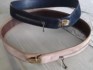 2 Damen/Mädchen Gürtel 4 cm breit, 75 cm Länge/Taillie Wildleder - Bild 1 von 6