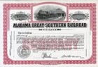 19_ Alabama Great Southern Rw Stock Certificate