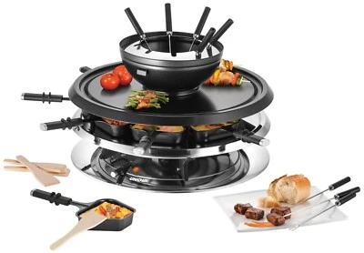 Unold 4in1 Raclette Fondue Set Kombi mit Naturstein Elektro Grill bis 8 Personen - Bild 1 von 4