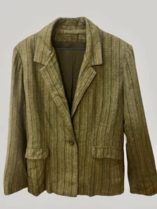 Rare Vintage Antique Blazer Jacket 1900s Felt Wool Mohair Hand Sewn Olive Silk M - Picture 1 of 12
