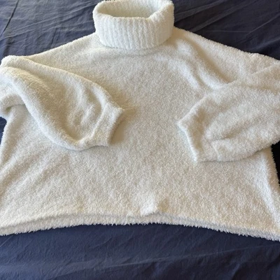 Suéter de cuello alto difuso SO para mujer - blanco/crema XL acogedor, suave y felpa Foto 1 de 4
