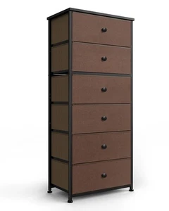 Cómoda Alta de Tela para Dormitorio, Torre Organizadora de Almacenamiento Vertical con 6 Cajones... - Imagen 1 de 9