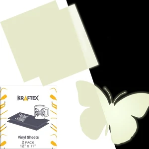 Vinile Glow in Dark - Confezione da 2 fogli adesivi 12x11 pollici. Carta vinilica permanente a... - Foto 1 di 7