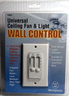 Westinghouse 77873 7787300 Dual Slide 4 Speed Ceiling Fan and Light Wall Control - Image 1 of 4