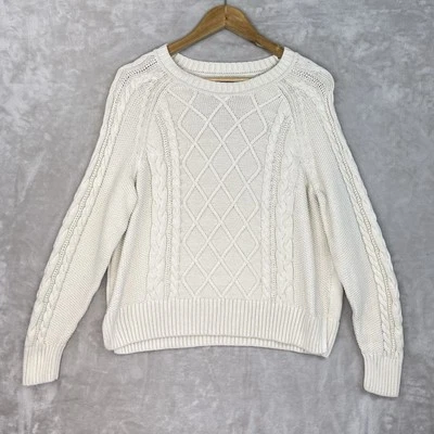 Gap Cable Knit Sweater Women's Petite Large Cotton Preppy Fisherman Cozycore - Image 1 of 4