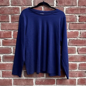 Camiseta Eileen Fisher Algodón Orgánico Jersey Manga Larga Mujer Azul Marino Grande NUEVA - Imagen 1 de 7
