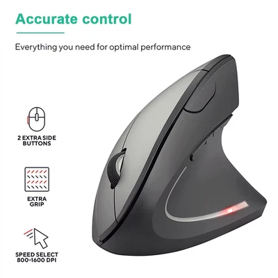 Vertical Mouse Ergonomic 2.4GHz Wireless Optical Mice 3 Adjustable DPI 800/1200/ - Image 1 of 4