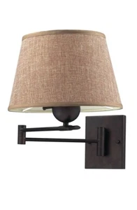 Elk Home Swingarm 1-Light Sconce Aged Bronze Finish w/ Beige Linen Shade 10291/1 - Picture 1 of 7