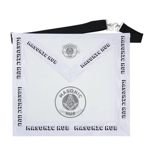 Past Master Masonic Apron  Compass & Quadrant with Sun Emblem Machine Embroidery - Picture 1 of 7